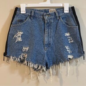 Furst of a Kind Denim Distressed Blue Shorts